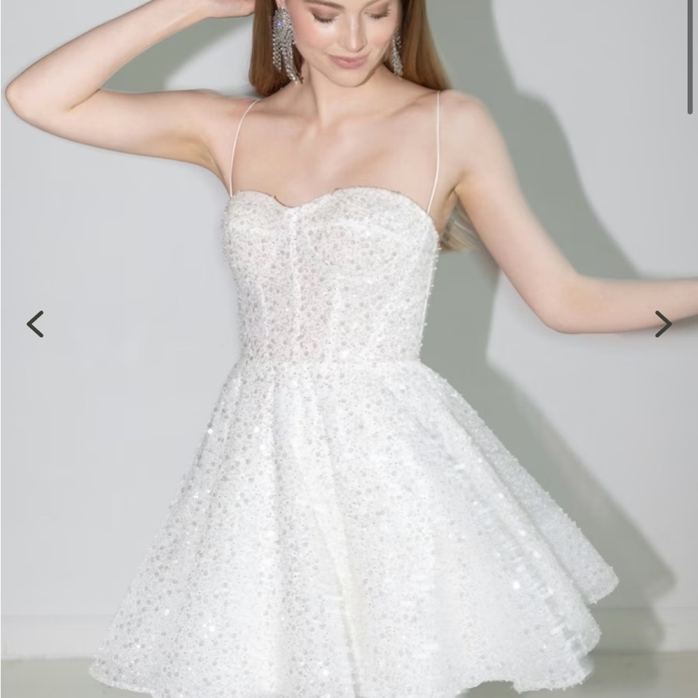Watters Palmier Beaded Dress with Removable Tulle Bows - Picture 2 of 10